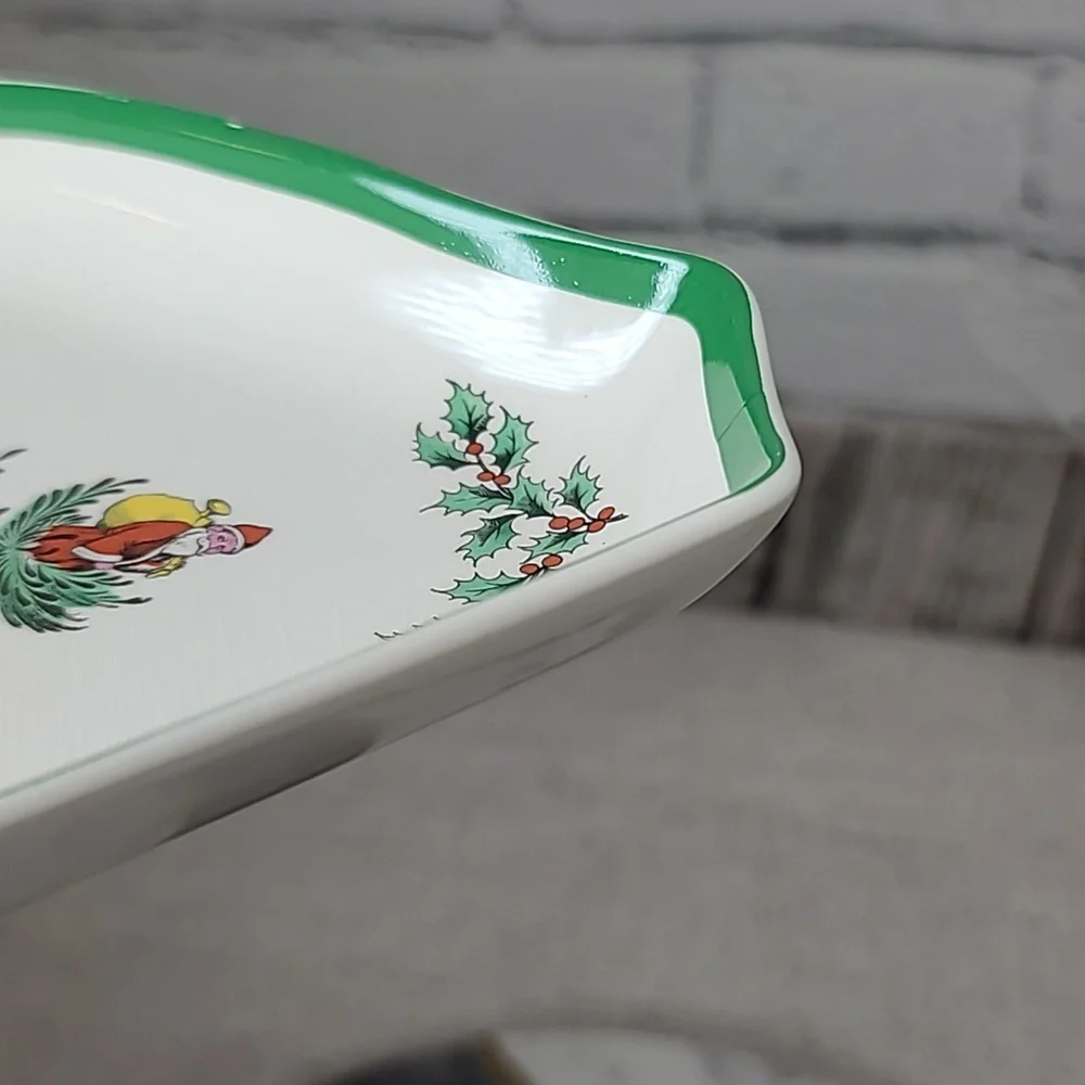 Spode Christmas Tree Classic Vintage Collectible Ceramic Triangular Serving Dish